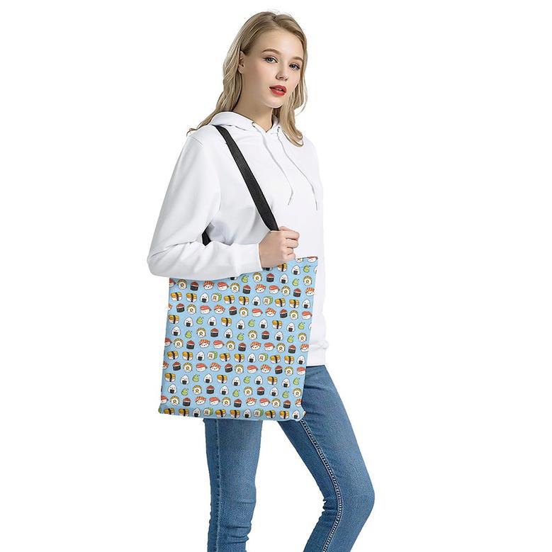 Kawaii Japanese Sushi Pattern Print Tote Bag