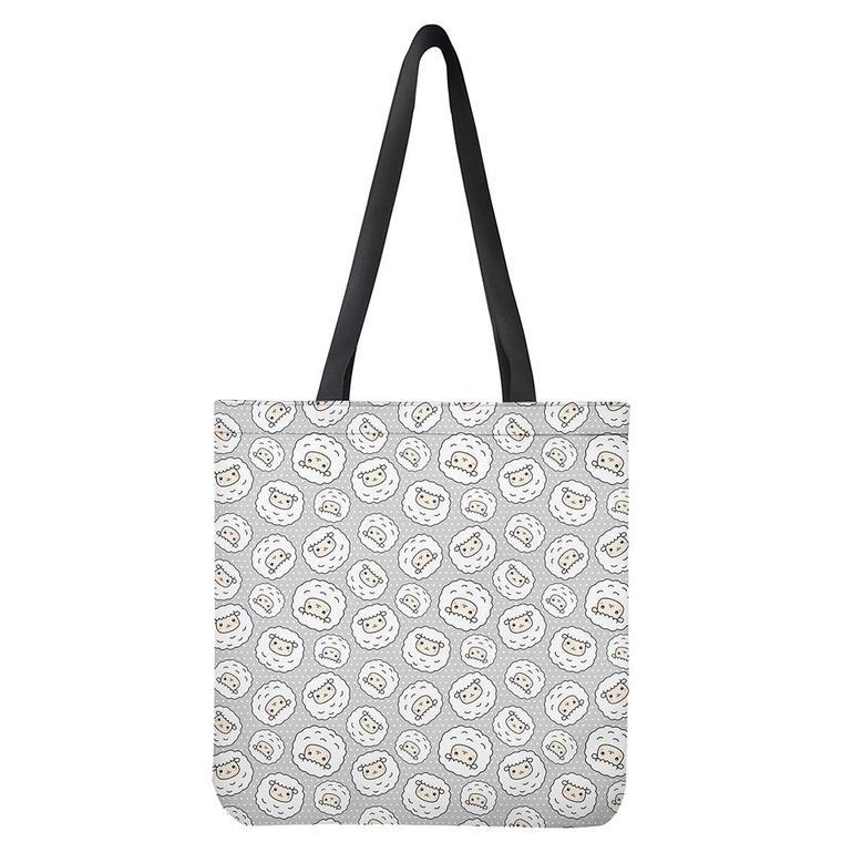 Kawaii Sheep Pattern Print Tote Bag