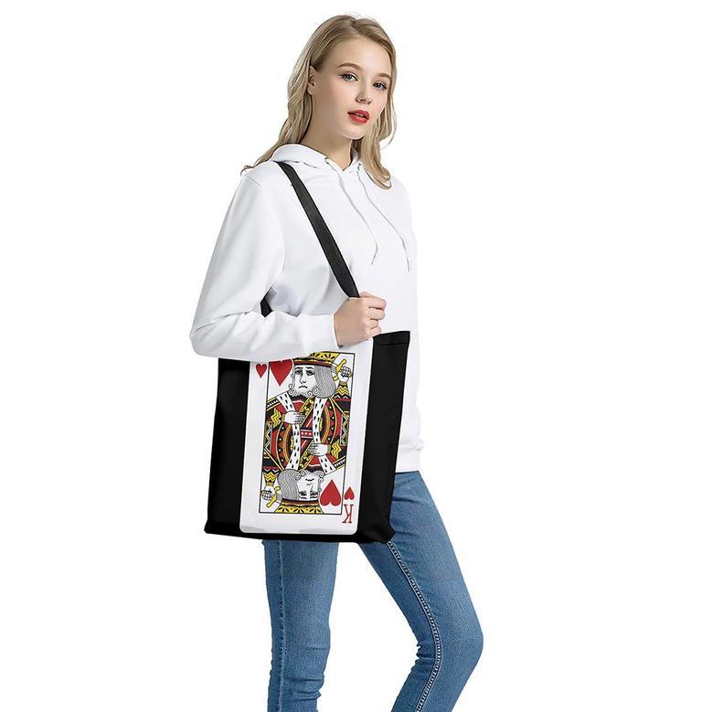 King Of Hearts Playing Card Print Tote Bag