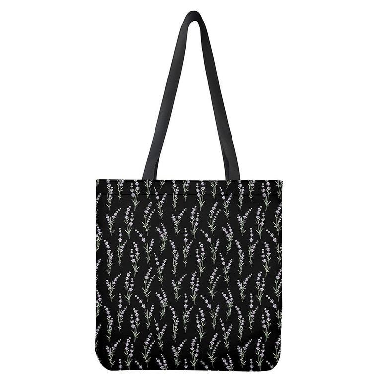 Lavender Flowers Pattern Print Tote Bag