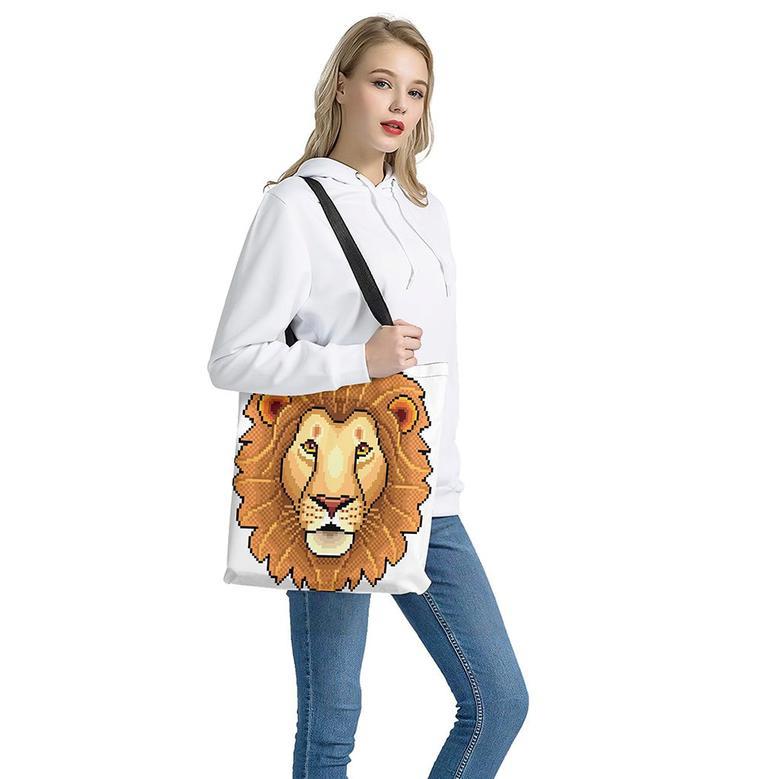 Leo Pixel Print Tote Bag