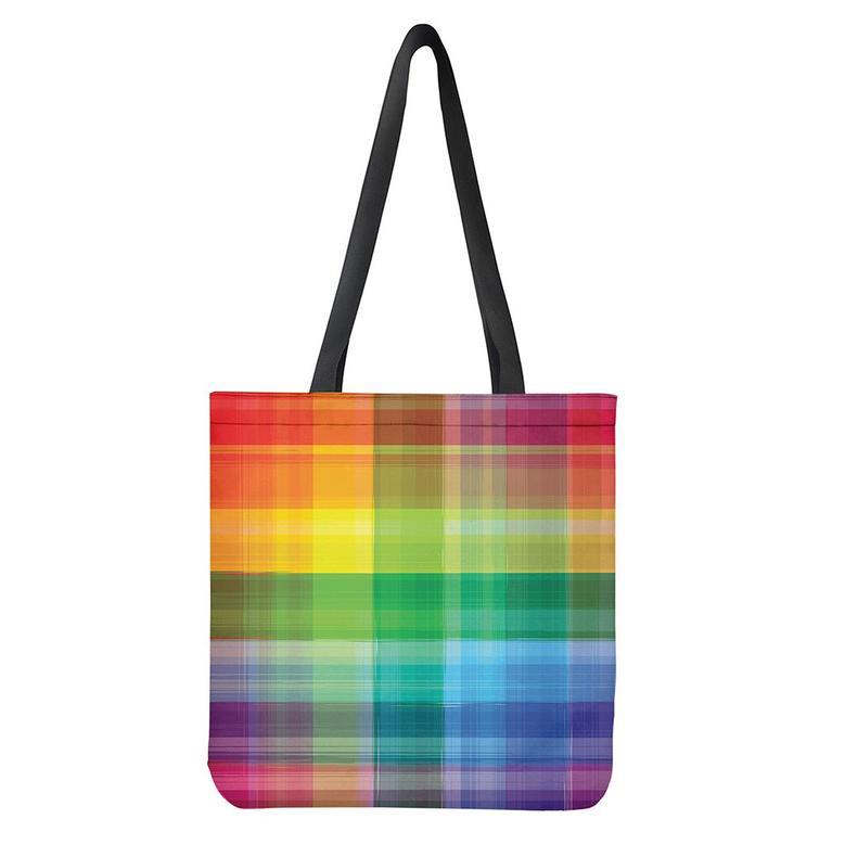 Lgbt Pride Rainbow Plaid Pattern Print Tote Bag