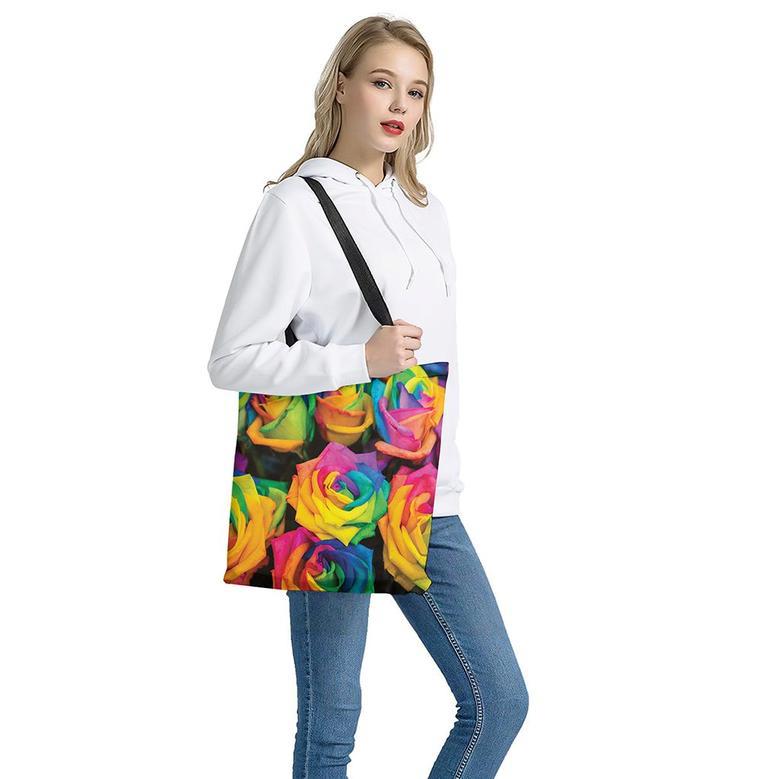 Lgbt Pride Rainbow Roses Print Tote Bag