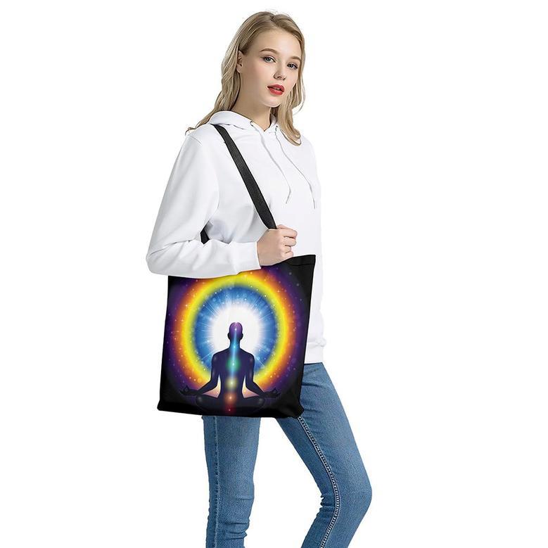 Light Of Seven Chakras Print Tote Bag