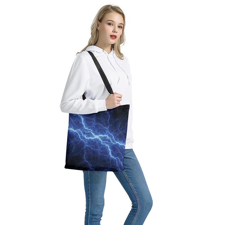 Lightning Plasma Print Tote Bag