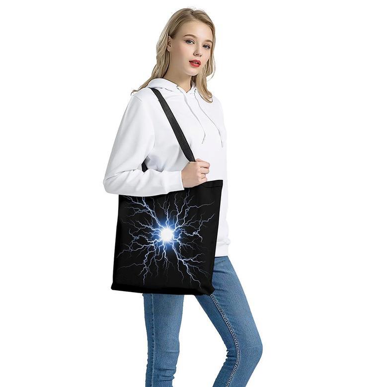 Lightning Spark Print Tote Bag