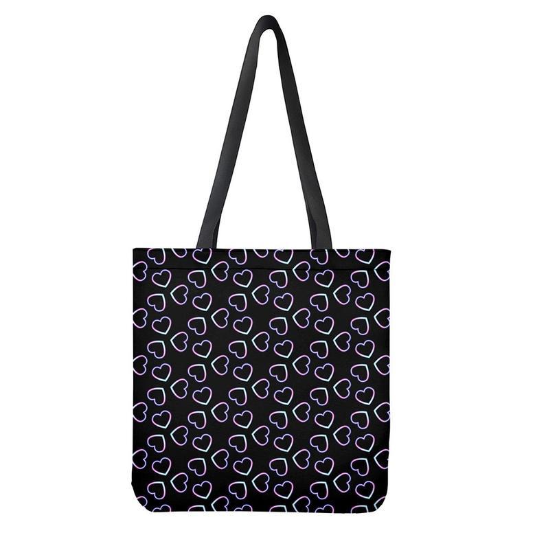 Lights Heart Pattern Print Tote Bag