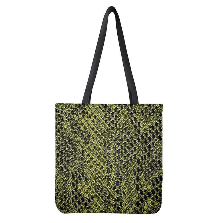 Lime Green And Black Snakeskin Print Tote Bag