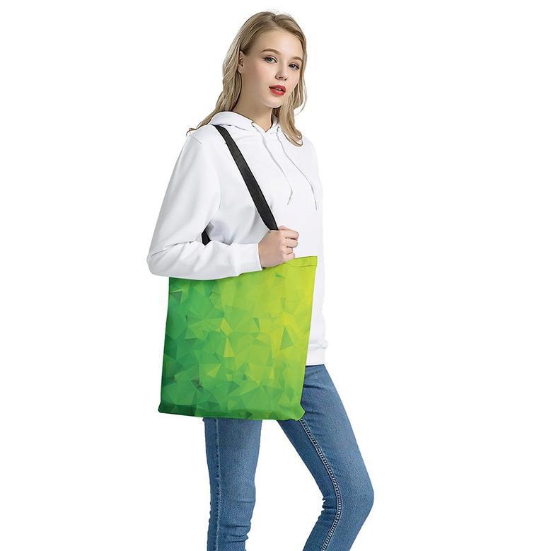 Lime Green Polygonal Geometric Print Tote Bag