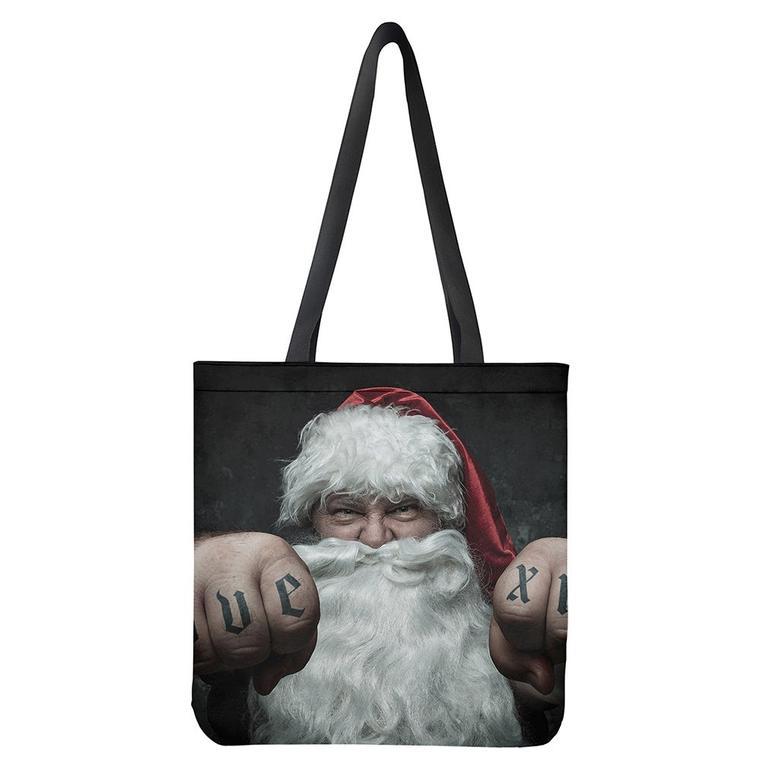 Love Xmas Santa Claus Print Tote Bag