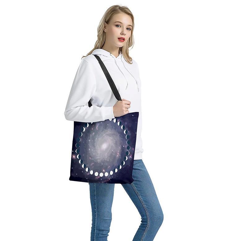 Lunar Phase Cycle Print Tote Bag