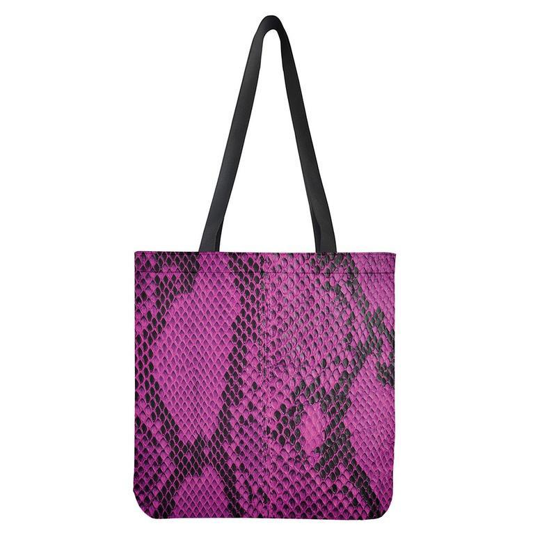 Magenta Pink And Black Snakeskin Print Tote Bag