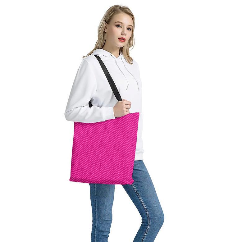 Magenta Pink Zigzag Pattern Print Tote Bag