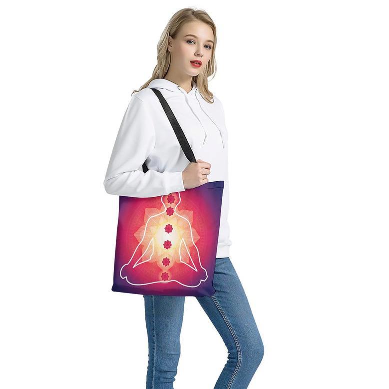 Mandala Chakras Aura Print Tote Bag