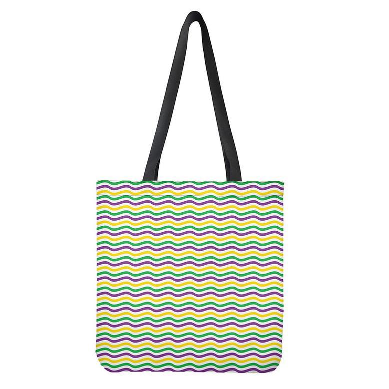 Mardi Gras Wave Pattern Print Tote Bag