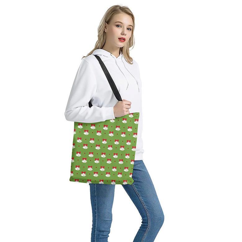 Merry Christmas Bells Pattern Print Tote Bag