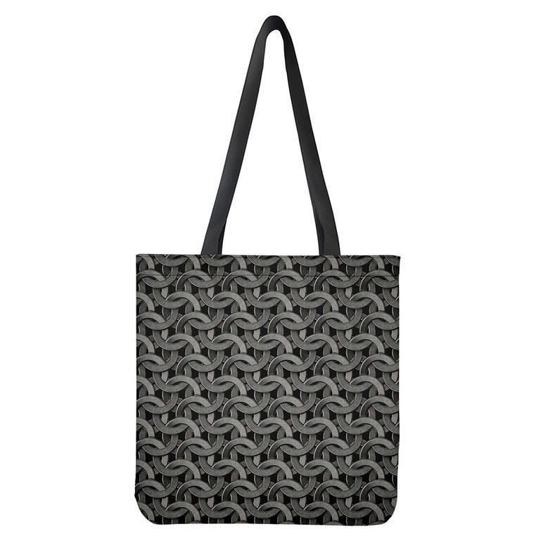 Metal Chainmail Pattern Print Tote Bag