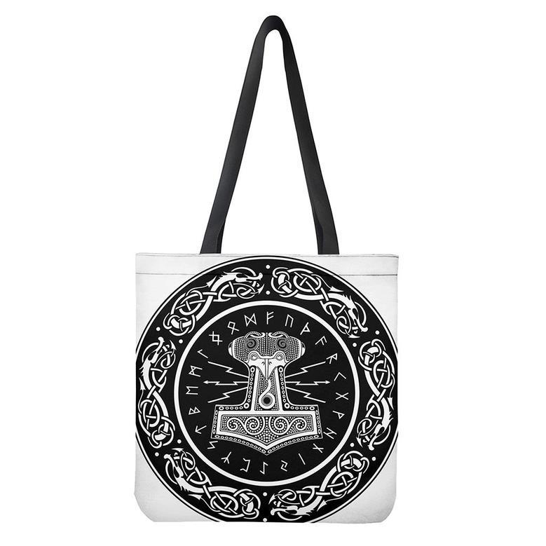 Mjolnir Norse Mythology Print Tote Bag