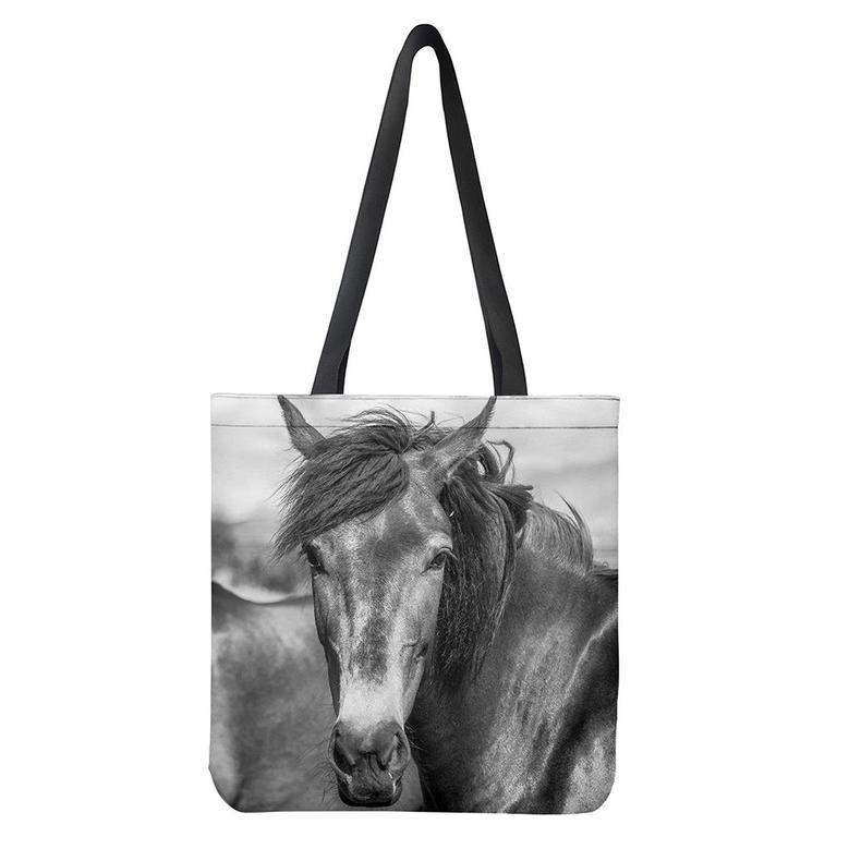 Monochrome Horse Print Tote Bag