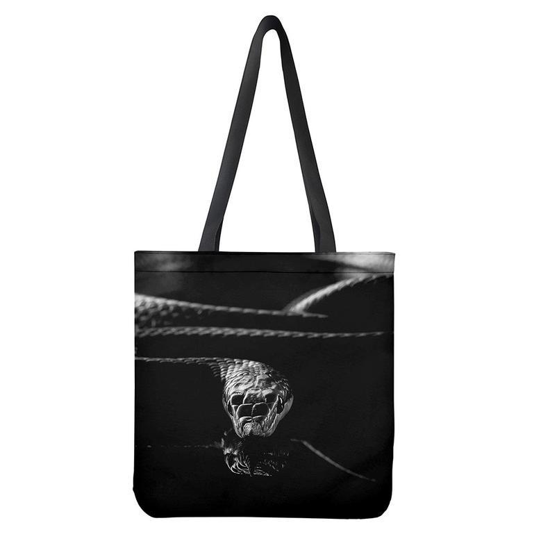 Monochrome Rhinoceros Ratsnake Print Tote Bag