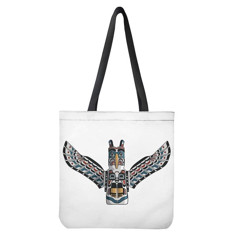 Native American Eagle Totem Print Tote Bag