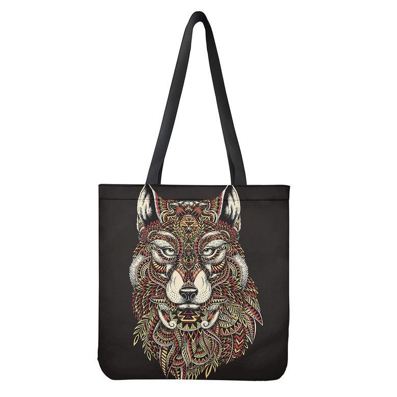 Native American Wolf Spirit Animal Print Tote Bag