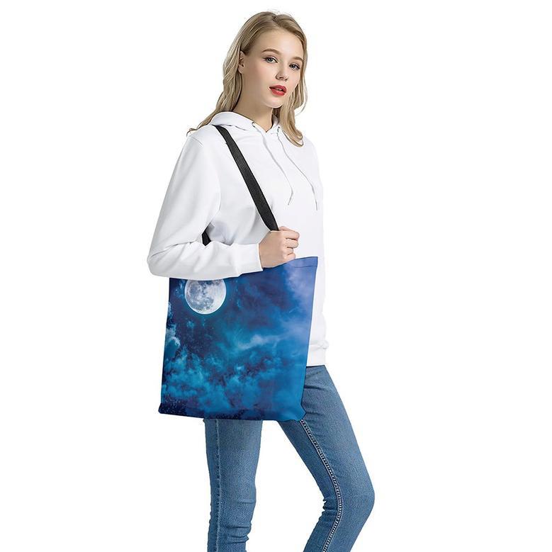 Night Sky And Moonlight Print Tote Bag