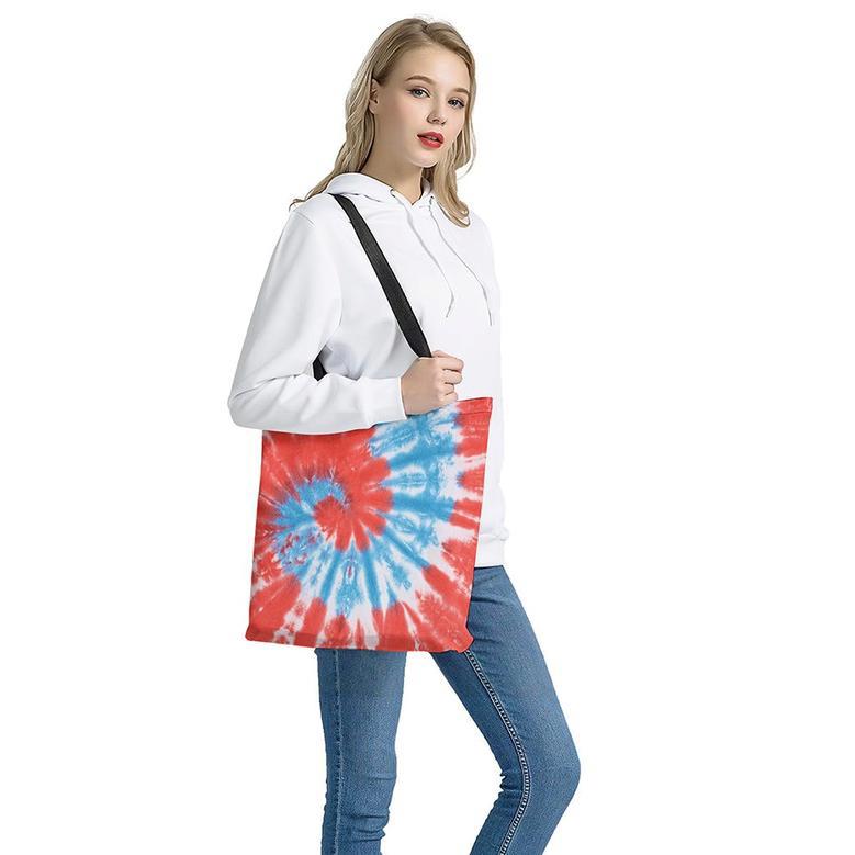 Orange And Blue Tie Dye Print Tote Bag