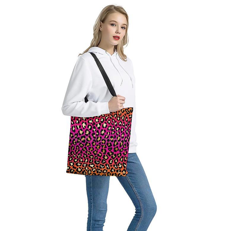 Orange And Purple Leopard Print Tote Bag