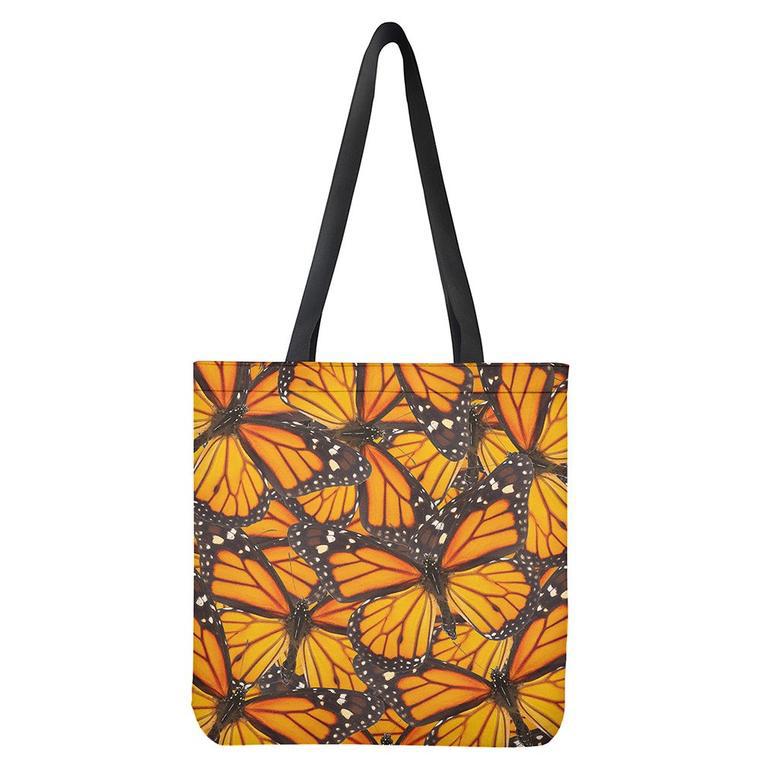 Orange Monarch Butterfly Pattern Print Tote Bag