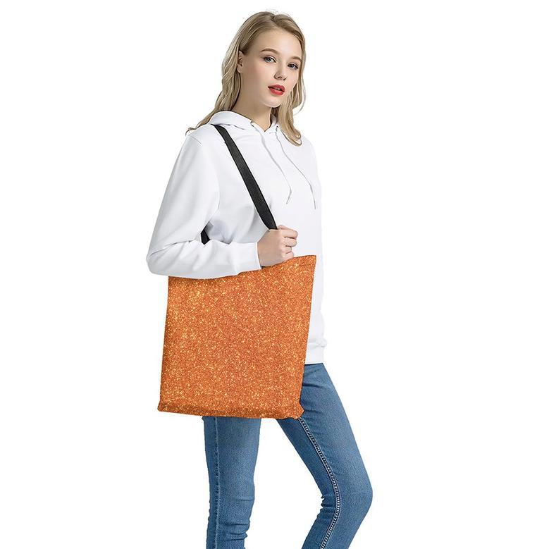 Orange (Not Real) Glitter Print Tote Bag