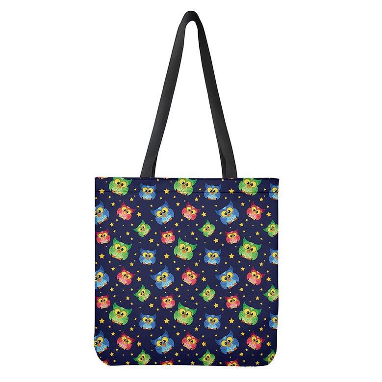 Owl And Star Pattern Print Tote Bag