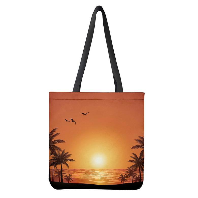 Palm Tree Beach Sunset Print Tote Bag