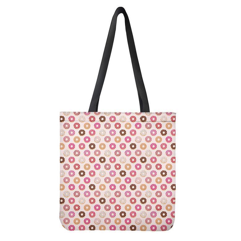 Pastel Donut Pattern Print Tote Bag