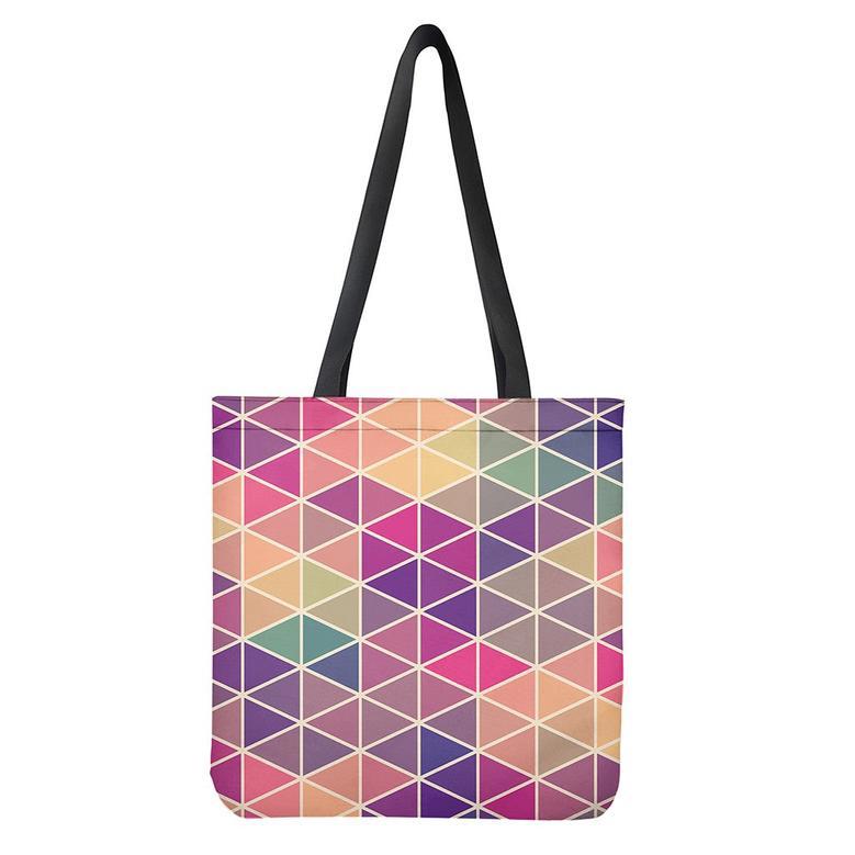 Pastel Geometric Shape Pattern Print Tote Bag