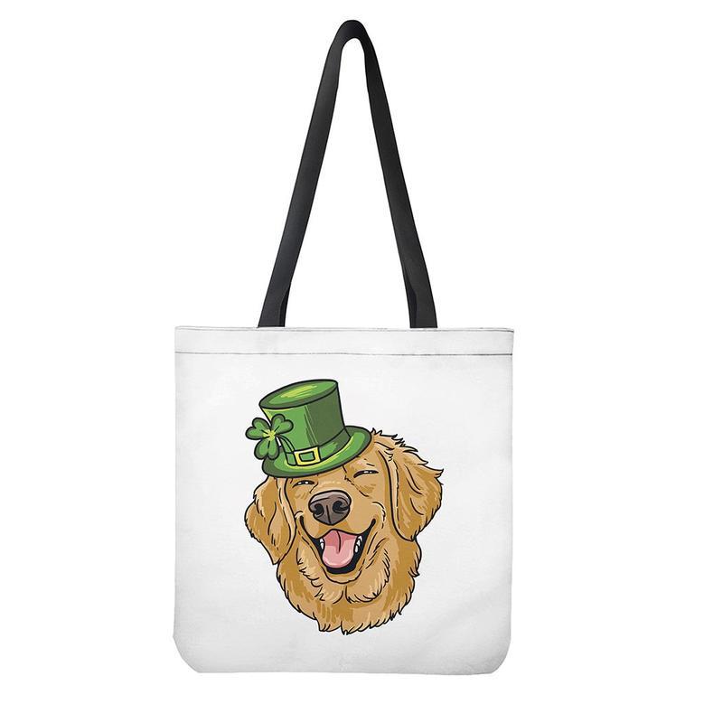 Patrick's Day Golden Retriever Print Tote Bag