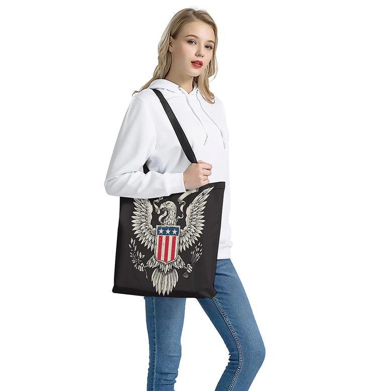 Patriotic Usa Eagle Print Tote Bag