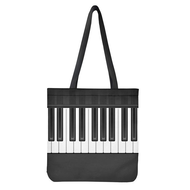 Piano Keyboard Print Tote Bag