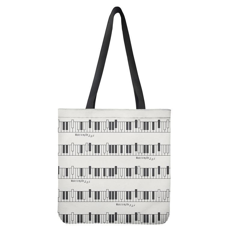 Piano Pattern Print Tote Bag