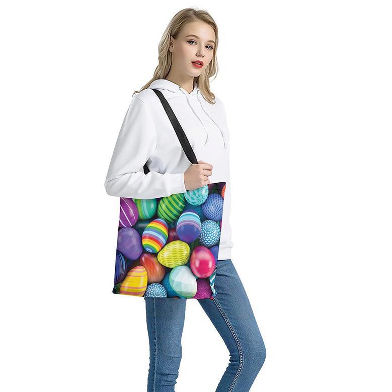 Pile Of Colorful Easter Eggs Print Tote Bag