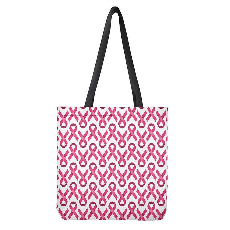 Pink And White Breast Cancer Print Tote Bag