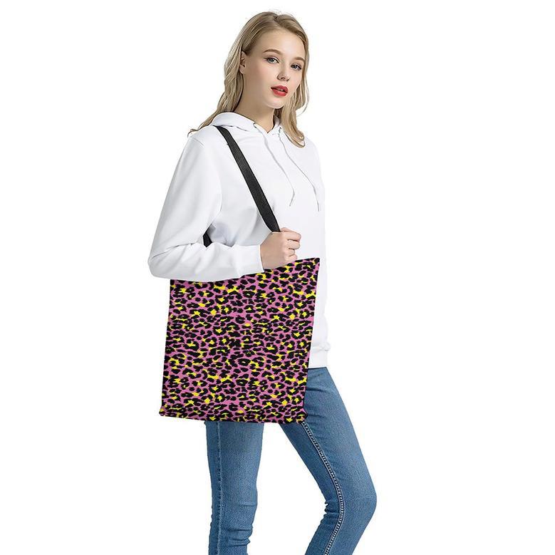 Pink And Yellow Leopard Print Tote Bag