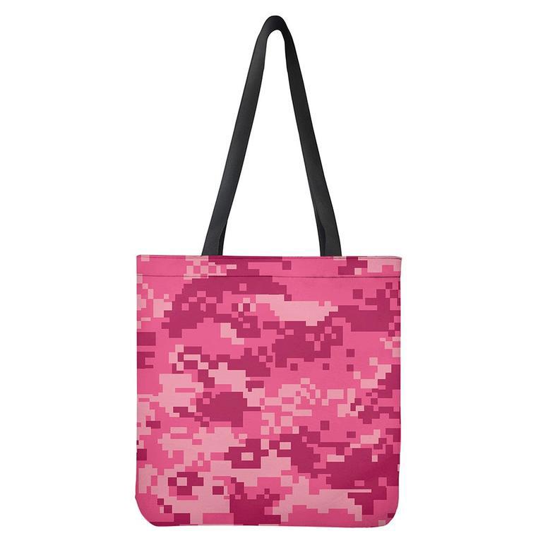 Pink Digital Camo Pattern Print Tote Bag