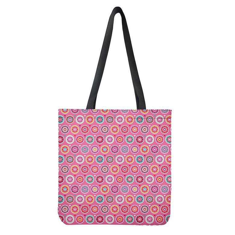 Pink Girly Flower Pattern Print Tote Bag