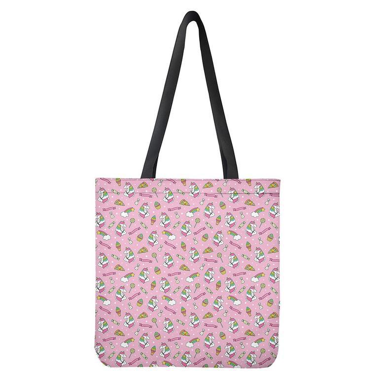 Pink Girly Unicorn Pattern Print Tote Bag