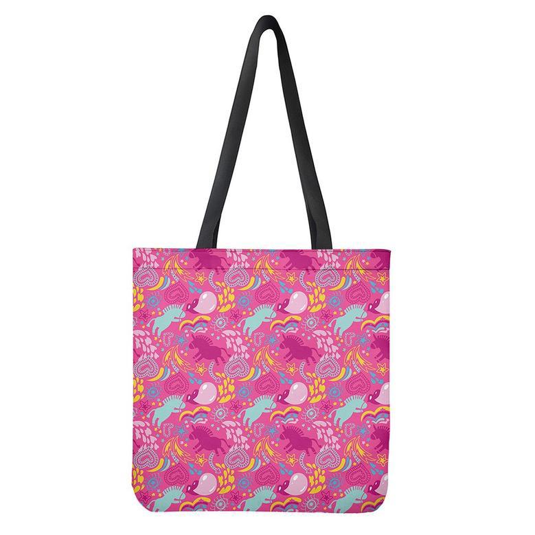 Pink Girly Unicorn Print Tote Bag