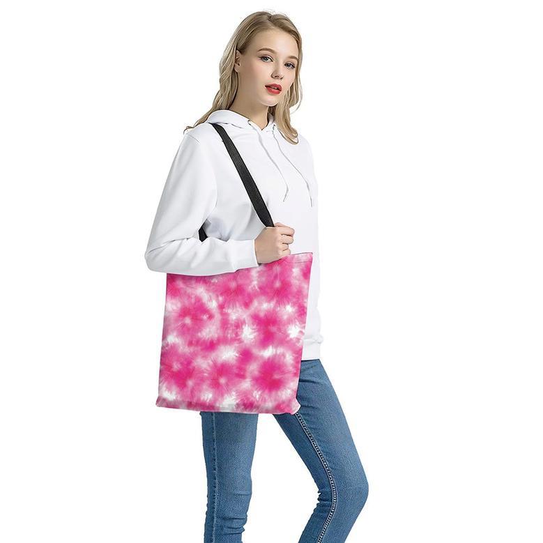 Pink Shibori Tie Dye Print Tote Bag