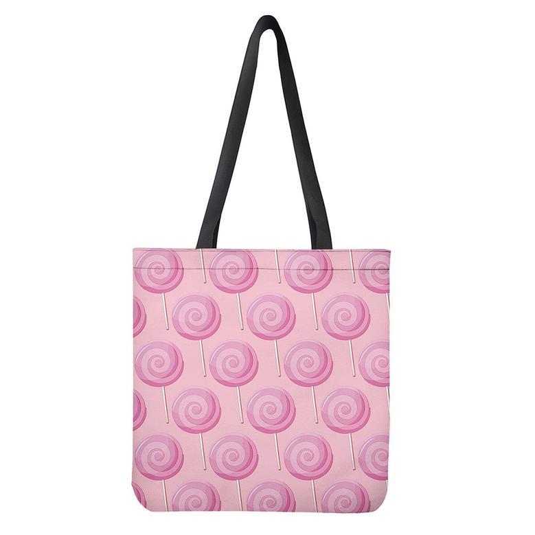 Pink Swirl Lollipop Pattern Print Tote Bag