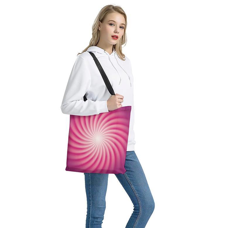 Pink Whirlpool Spiral Print Tote Bag