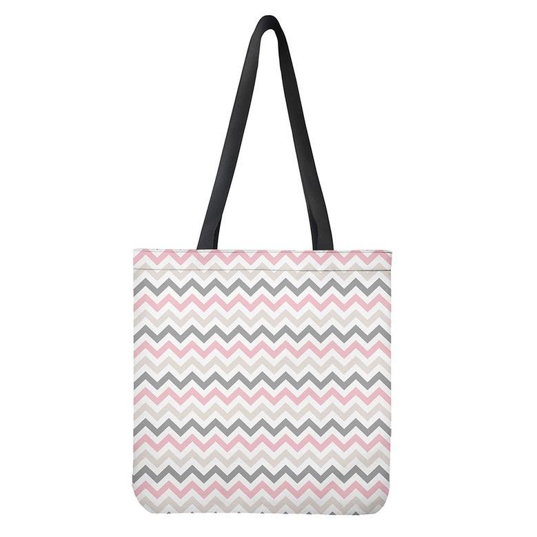 Pink White And Grey Chevron Print Tote Bag